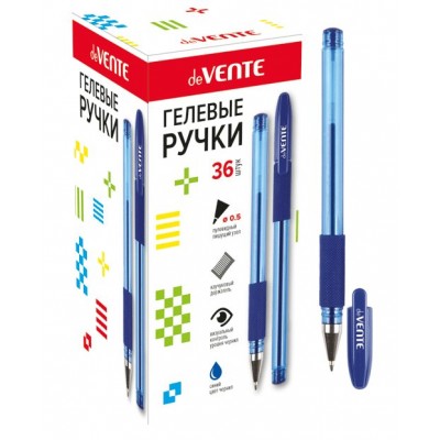 Ручка гелевая Ritony синяя 0,5мм полупрозрачный корпус 5051345 deVente 12/432/864