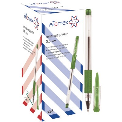 Ручка гелевая Attomex зеленая 0,5мм прозрач. корп. 5051309 deVente