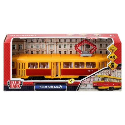 Технопарк Игрушка   Машина Трамвай 24 см, пластик, свет, звук, инерционная CT12-428-2 Китай