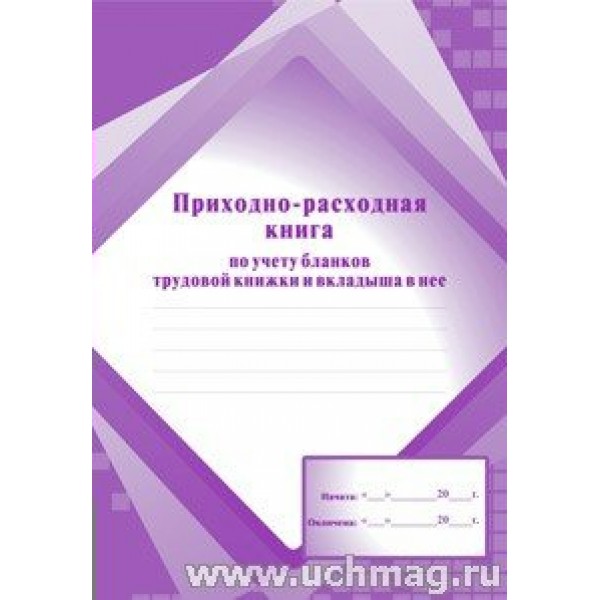 Приходно - расходная книга по учету бланков трудовой книжки и вкладыша в нее. КЖ-484. 