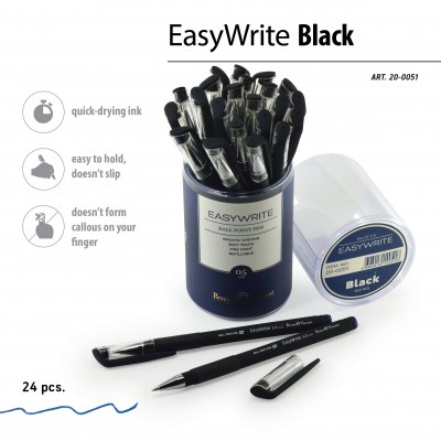 Ручка шариковая EasyWrite Black синяя 0,5мм 20-0051 Bruno Visconti 24/288